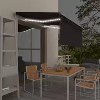 Markizė su uždanga/LED/vėjo jutikliu, antracito, 3,5x2,5m