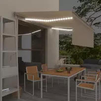Automatinė markizė su uždanga/LED/vėjo jutikliu, kreminė, 4x3m