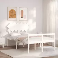 Lova senjorams su galvūgaliu, baltas, 120x200 cm, mediena