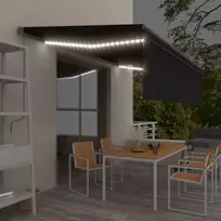 Markizė su uždanga/LED/vėjo jutikliu, antracito, 5x3m