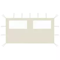 Šoninė pavėsinės siena su langais, kreminės spalvos, 4x2m