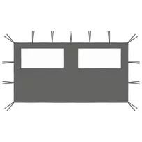 Šoninė pavėsinės siena su langais, antracito spalvos, 4x2m