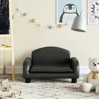 Vaikiška sofa, juodos spalvos, 50x40x30 cm, dirbtinė oda