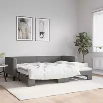 Lova su ištraukiama dalimi, tamsiai pilka, 80x200cm, audinys
