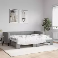 Lova su ištraukiama dalimi, šviesiai pilka, 90x200cm, audinys
