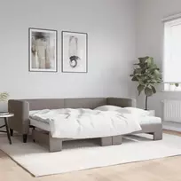 Lova su ištraukiama dalimi/čiužiniu, taupe, 80x200cm, audinys