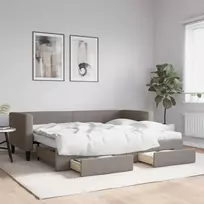 Lova su ištraukiama dalimi/stalčiais, taupe, 80x200cm, audinys