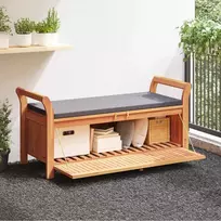Sodo suoliukas-daiktadėžė su pagalvėle, 126cm, akacijos masyvas