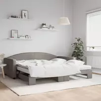 Lova su ištraukiama dalimi/čiužiniu, taupe, 100x200cm, audinys