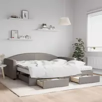 Lova su ištraukiama dalimi/stalčiais, taupe, 100x200cm, audinys