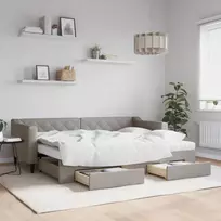 Lova su ištraukiama dalimi/stalčiais, taupe, 80x200cm, audinys