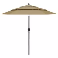 Sodo skėtis su aliuminio stulpu, taupe, 2,5m, 3 aukščių