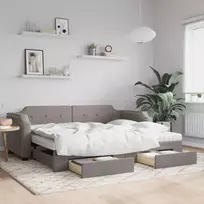 Lova su ištraukiama dalimi/stalčiais, taupe, 100x200cm, audinys
