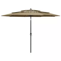Sodo skėtis su aliuminio stulpu, taupe spalvos, 3m, 3 aukščių