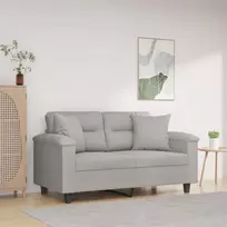 Dvivietė sofa su pagalvėmis, pilka, 120cm, mikropluošto audinys