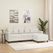 Trivietė sofa su pakoja, kreminės spalvos, 180cm, aksomas