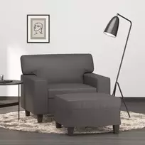 Krėslas su pakoja, pilkos spalvos, 60cm, dirbtinė oda