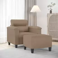 Krėslas su pakoja, kapučino spalvos, 60cm, dirbtinė oda