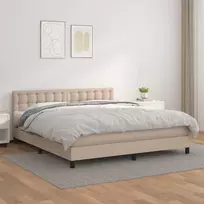 Lova su spyruoklėmis/čiužiniu, kapučino,160x200cm, dirbtinė oda