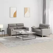 Sofos komplektas su pagalvėmis, 2 dalių, taupe, audinys