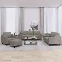 Sofos komplektas su pagalvėmis, 4 dalių, taupe, audinys