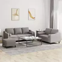 Sofos komplektas su pagalvėmis, 3 dalių, taupe, audinys