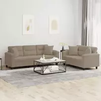 Sofos komplektas su pagalvėmis, 2 dalių, taupe, audinys