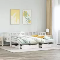 Lova su ištraukiama dalimi/stalčiais be čiužinio balta 90x190cm