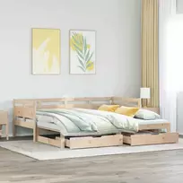 Lova su ištraukiama dalimi/stalčiais be čiužinio, 90x190 cm