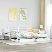 Lova su ištraukiama dalimi/stalčiais be čiužinio balta 80x200cm