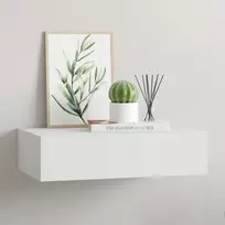 Sieninė lentyna su stalčiumi, balta, 40x23,5x10cm, MDF