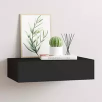 Sieninė lentyna su stalčiumi, juoda, 40x23,5x10cm, MDF
