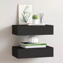 Lentynos su stalčiais, 2vnt., juodos, 40x23,5x10cm, MDF