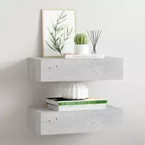 Lentynos su stalčiais, 2vnt., betono pilkos, 40x23,5x10cm, MDF