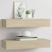 Lentynos su stalčiais, 2vnt., ąžuolo, 60x23,5x10cm, MDF