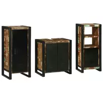 Vonios baldų rinkinys su stalčių 3 pcs Kietas atkurtas medis