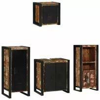 Vonios baldų rinkinys su stalčių 4 pcs Kietas atkurtas medis