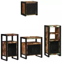 Vonios baldų rinkinys su stalčių 4 pcs Kietas atkurtas medis