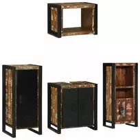 Vonios baldų rinkinys su stalčių 4 pcs Kietas atkurtas medis