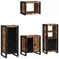 Vonios baldų rinkinys su stalčių 4 pcs Kietas atkurtas medis