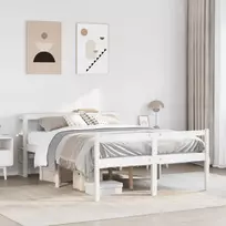 Lova senjorams su galvūgaliu, balta, 150x200 cm, pušies mediena