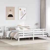 Lovos rėmas su galvūgaliu be čiužinio, baltas, 200x200cm