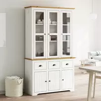 Komoda BODO, balta ir ruda, 115,5x43x200,5cm, pušies masyvas