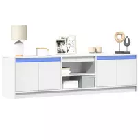 Televizoriaus spintelė su LED, balta, 180x34x50cm, mediena