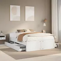 Lovos rėmas be čiužinio su stalčiais, balta, 140x190cm, pušis