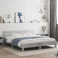 Lovos rėmas su galvūgaliu ir LED, betono pilkas, 160x200cm