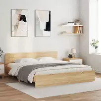 Lovos rėmas su galvūgaliu ir LED, sonoma ąžuolo, 180x200cm