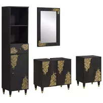 Vonios spintos komplektas 4 pcs Juoda Kietas mango medis