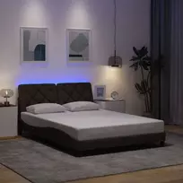 Lovos rėmas su LED be čiužinio, tamsiai rudas, 140x200 cm