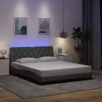 Lovos rėmas su LED be čiužinio, šviesiai pilkas, 160x200 cm